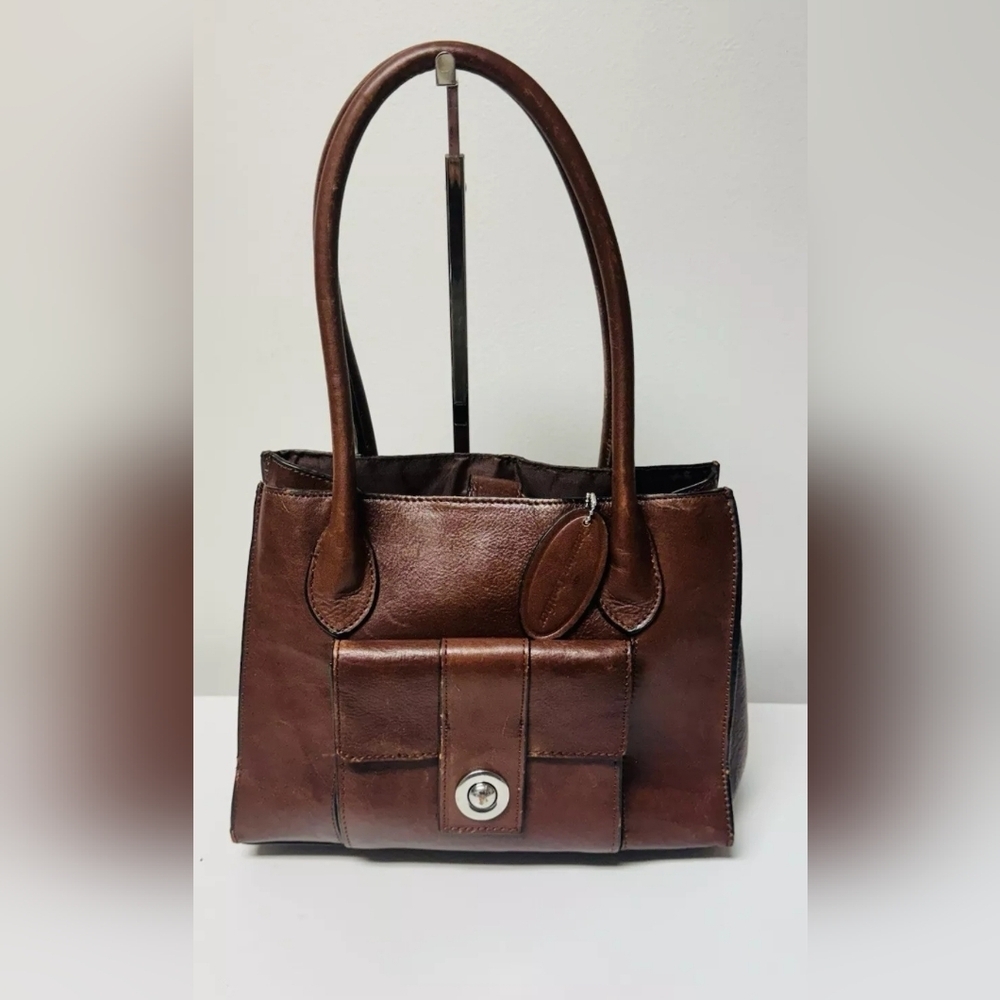 Vintage Wilson's Leather Dark Red Shoulder Tote Organizer Lined Double Handle